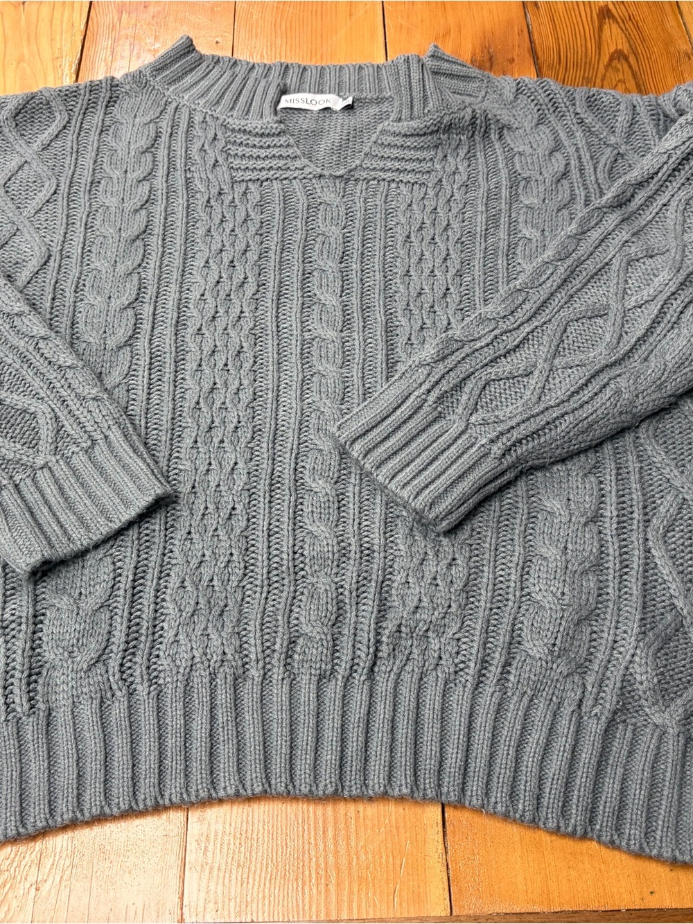 Misslook women's Cable Knit Sweater - Gray